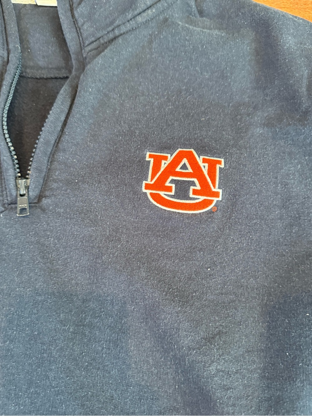 Champion Navy Quarter-Zip Pullover with Orange Auburn Logo - Picture 2 of 3